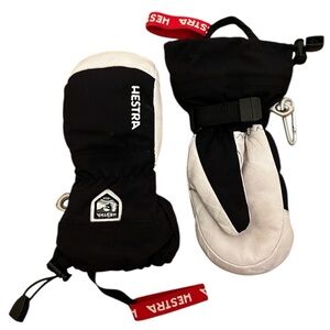 Hestra Heli Ski Junior Mittens Gloves Black/White - Kids Size 5